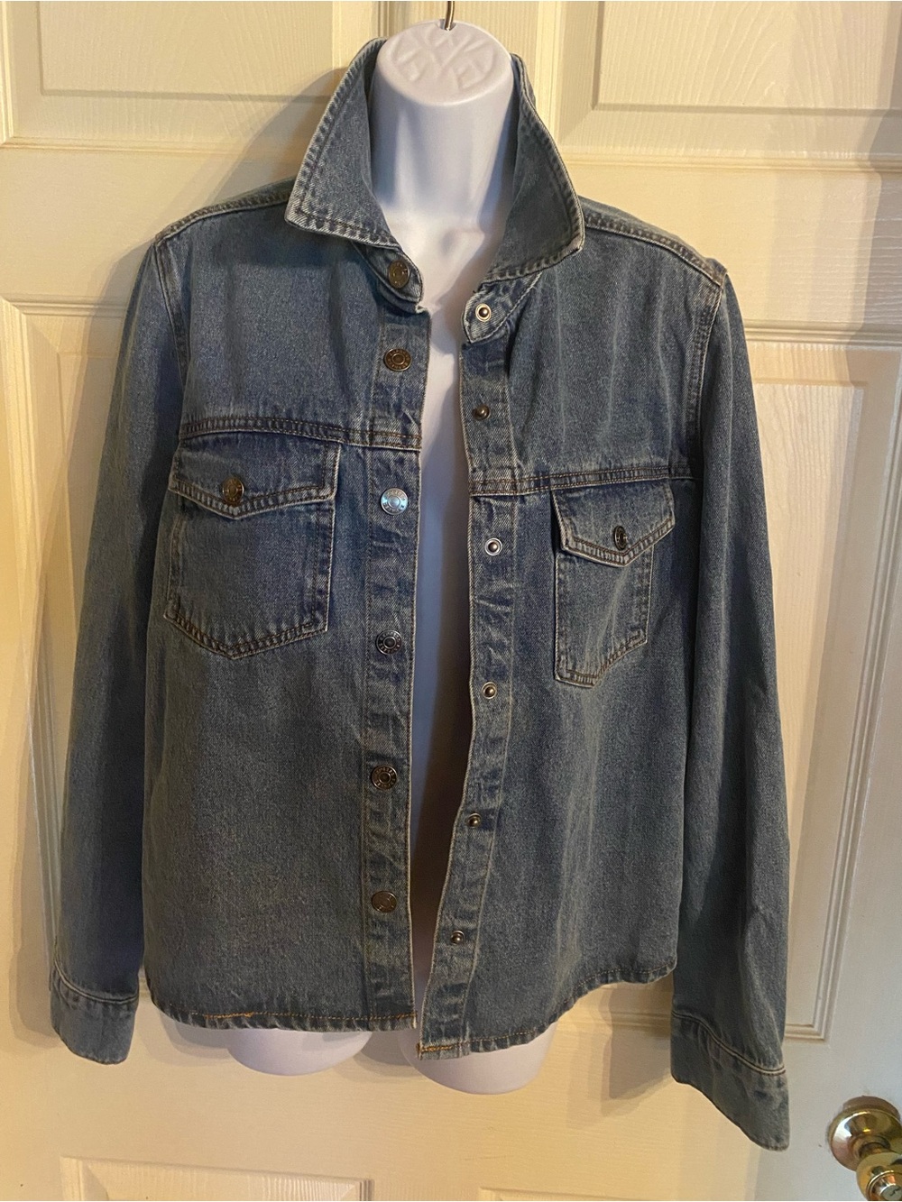 Express Light Blue Denim Jacket - Women's Button-Front